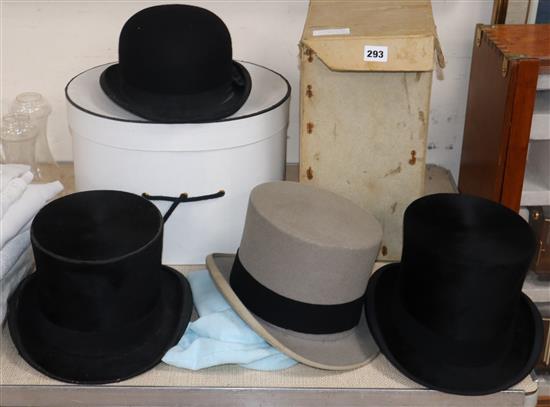 A quantity of top hats and bowler hats